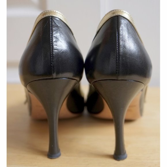 Luciano Padovan black and gold lamé leather shoes - Picture 5 of 13